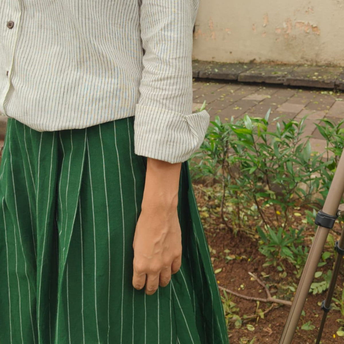 Forest Pinstripes Midi Skirt