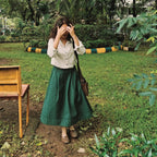 Forest Pinstripes Midi Skirt