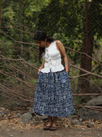 Indigo Folk Midi Skirt