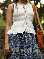 Indigo Folk Midi Skirt