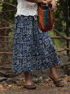 Indigo Folk Midi Skirt