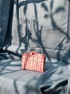 White and Pink Battua wallet