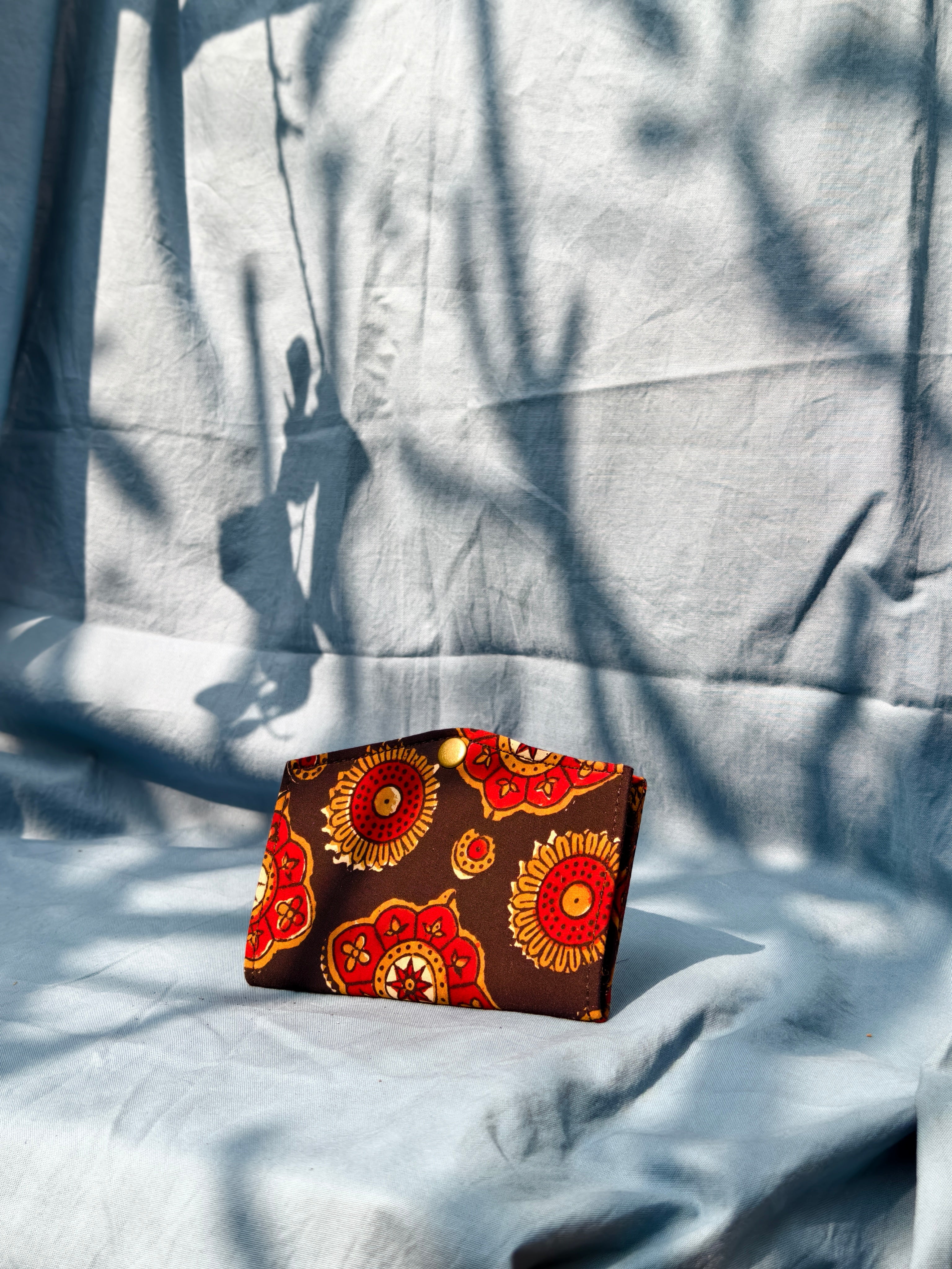 Black Red floral battua wallet