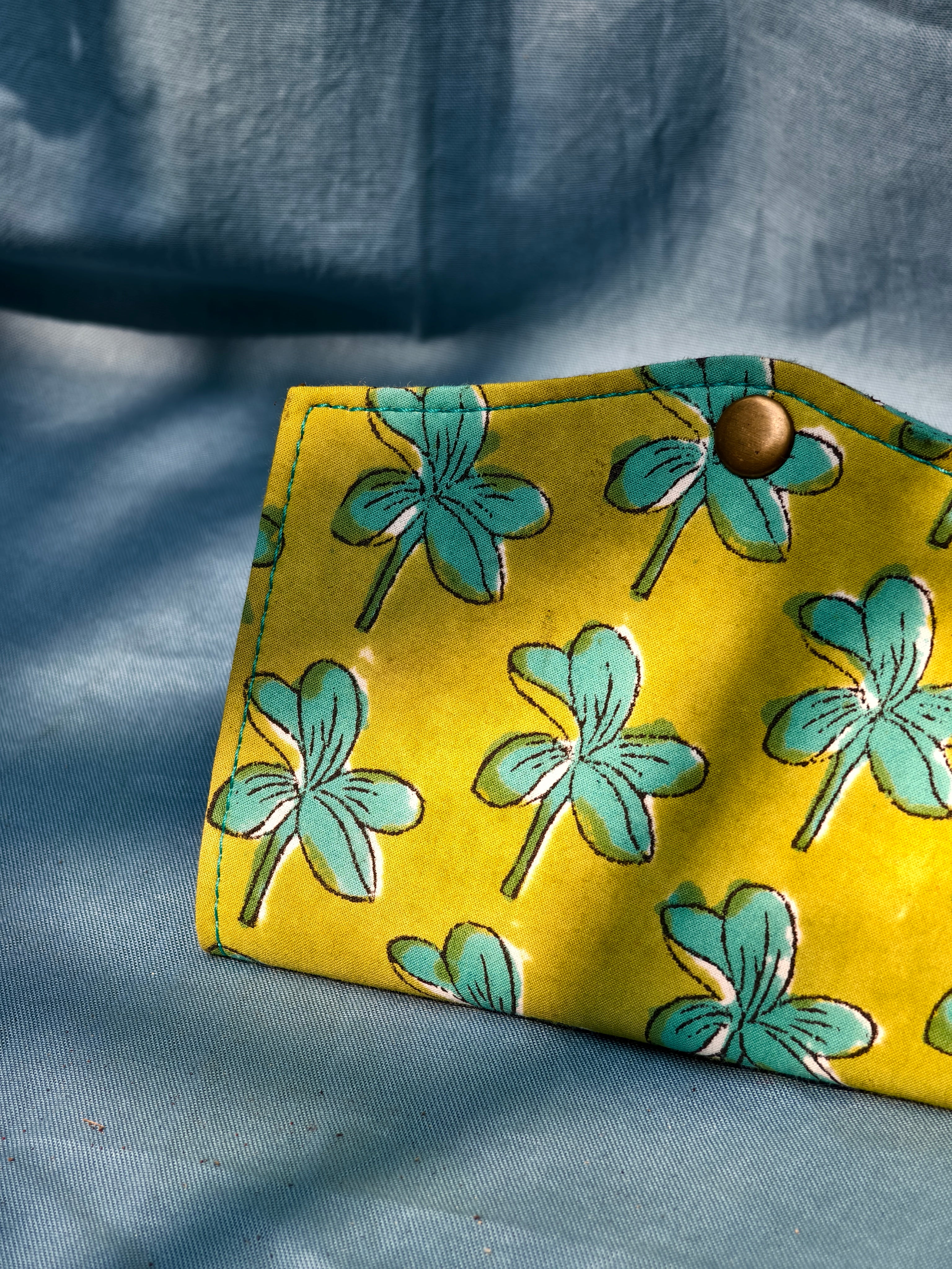 Lime Green floral battua wallet