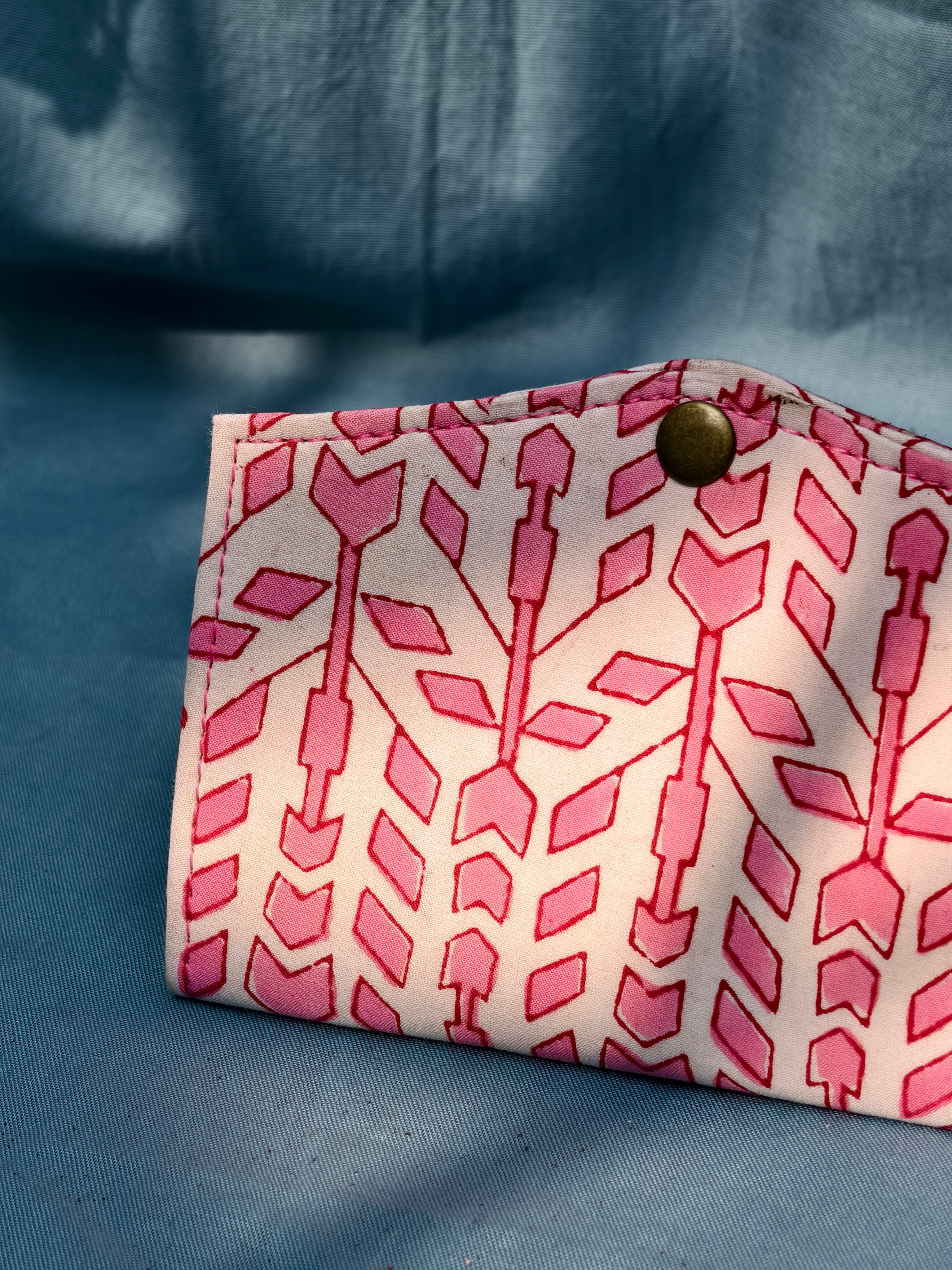 White and Pink Battua wallet