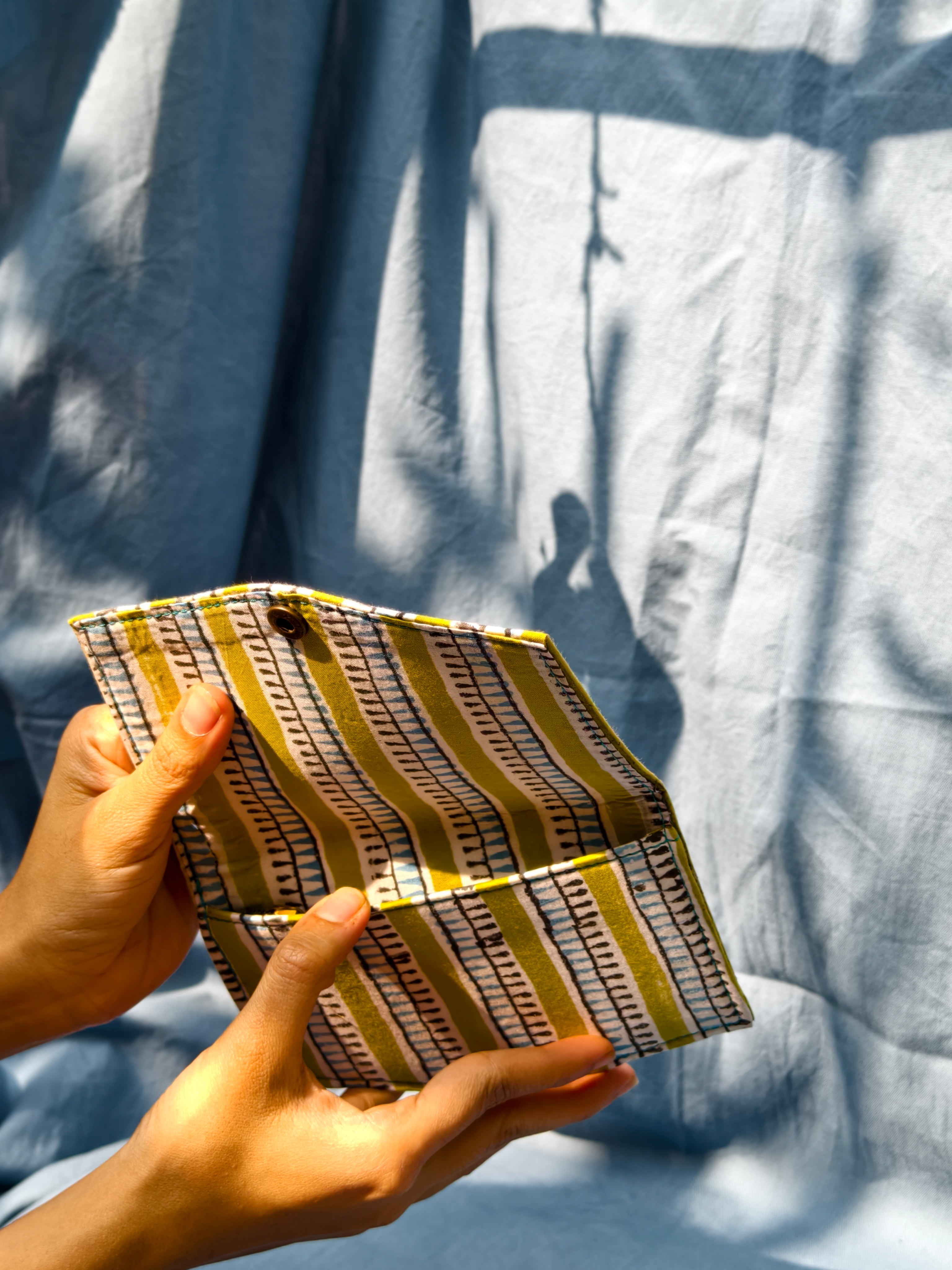 Lime green striped battua