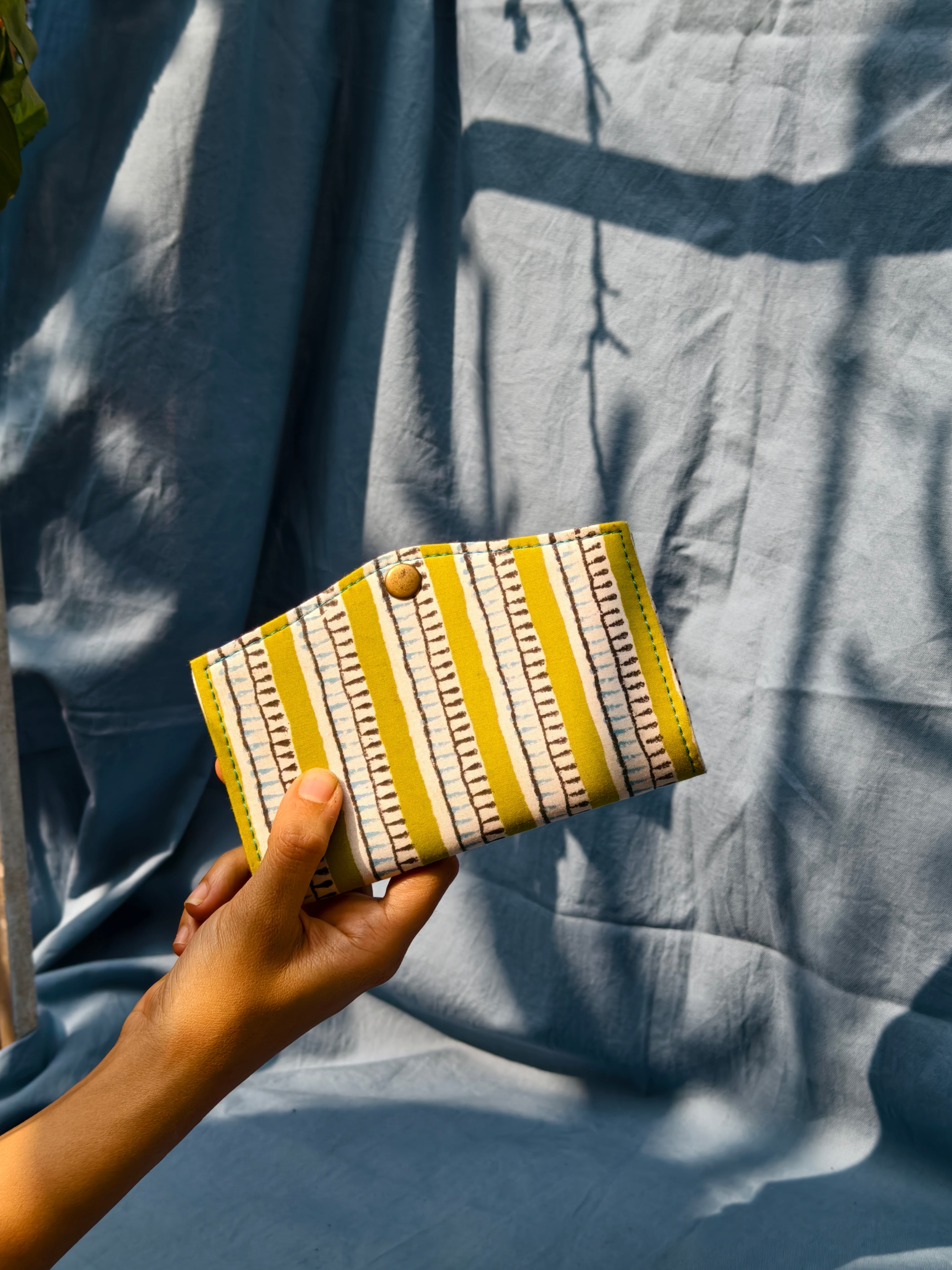 Lime green striped battua