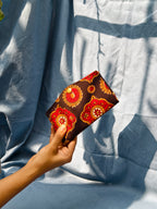 Black Red floral battua wallet