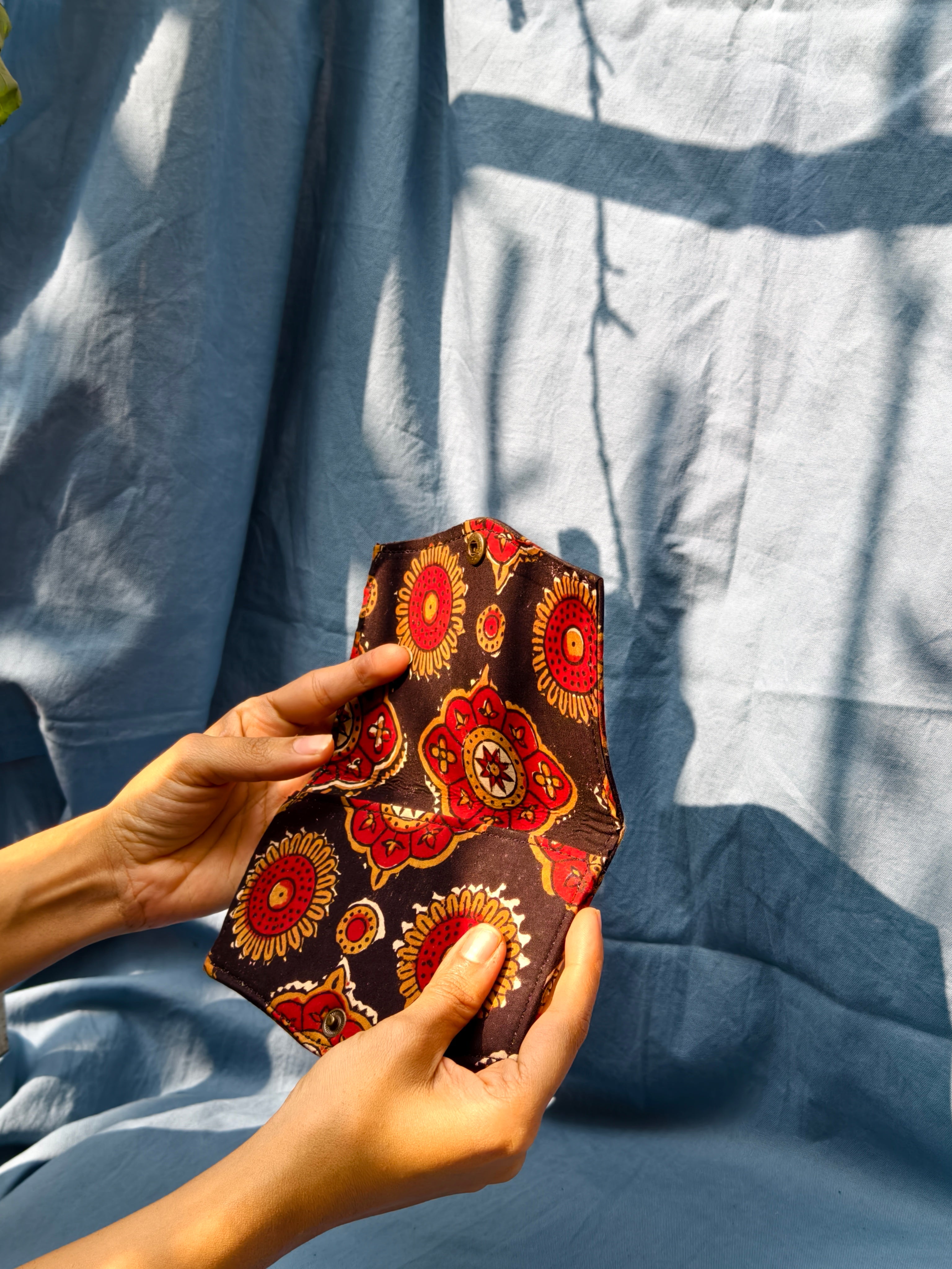 Black Red floral battua wallet