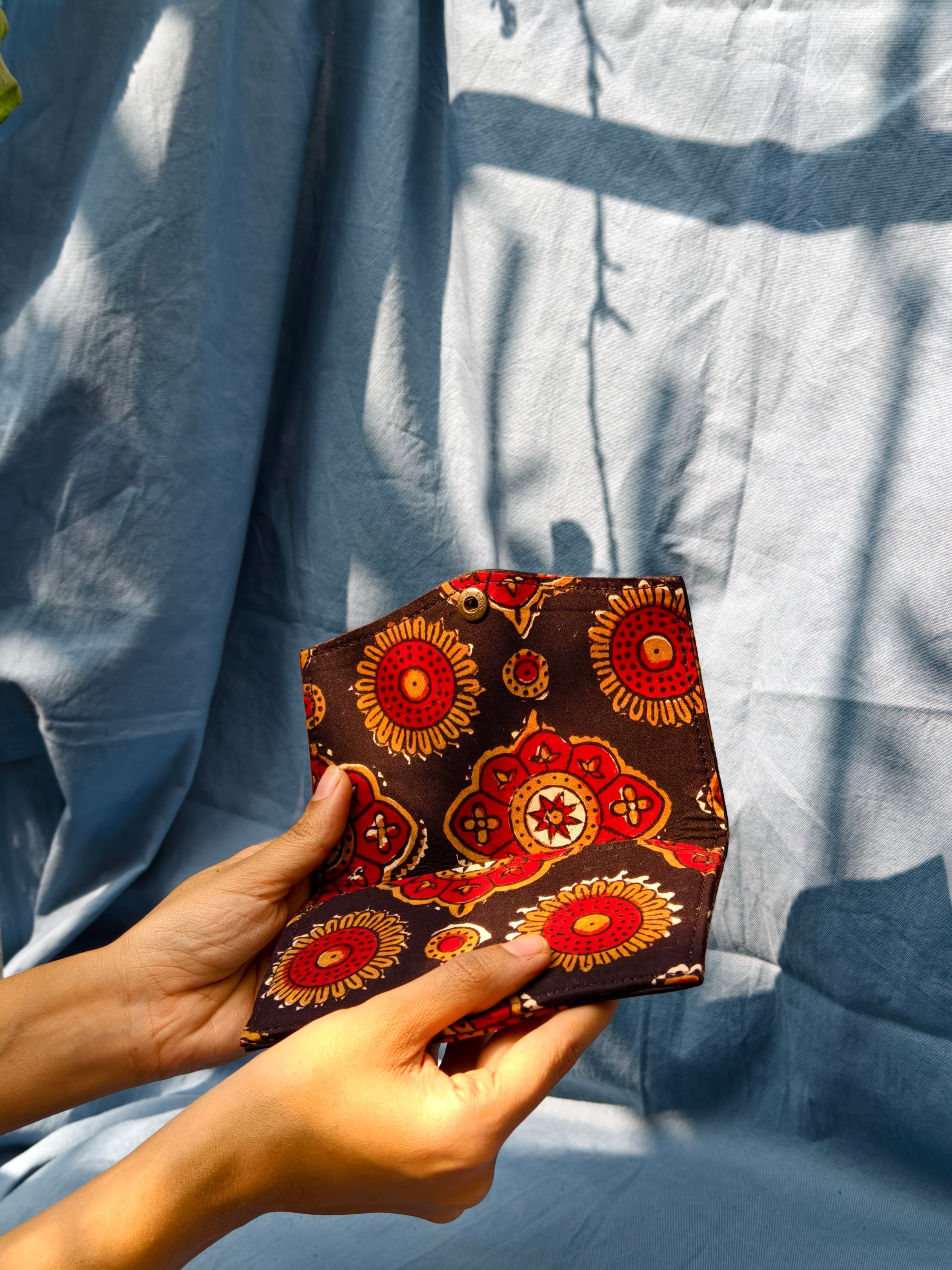 Black Red floral battua wallet