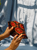 Black Red floral battua wallet