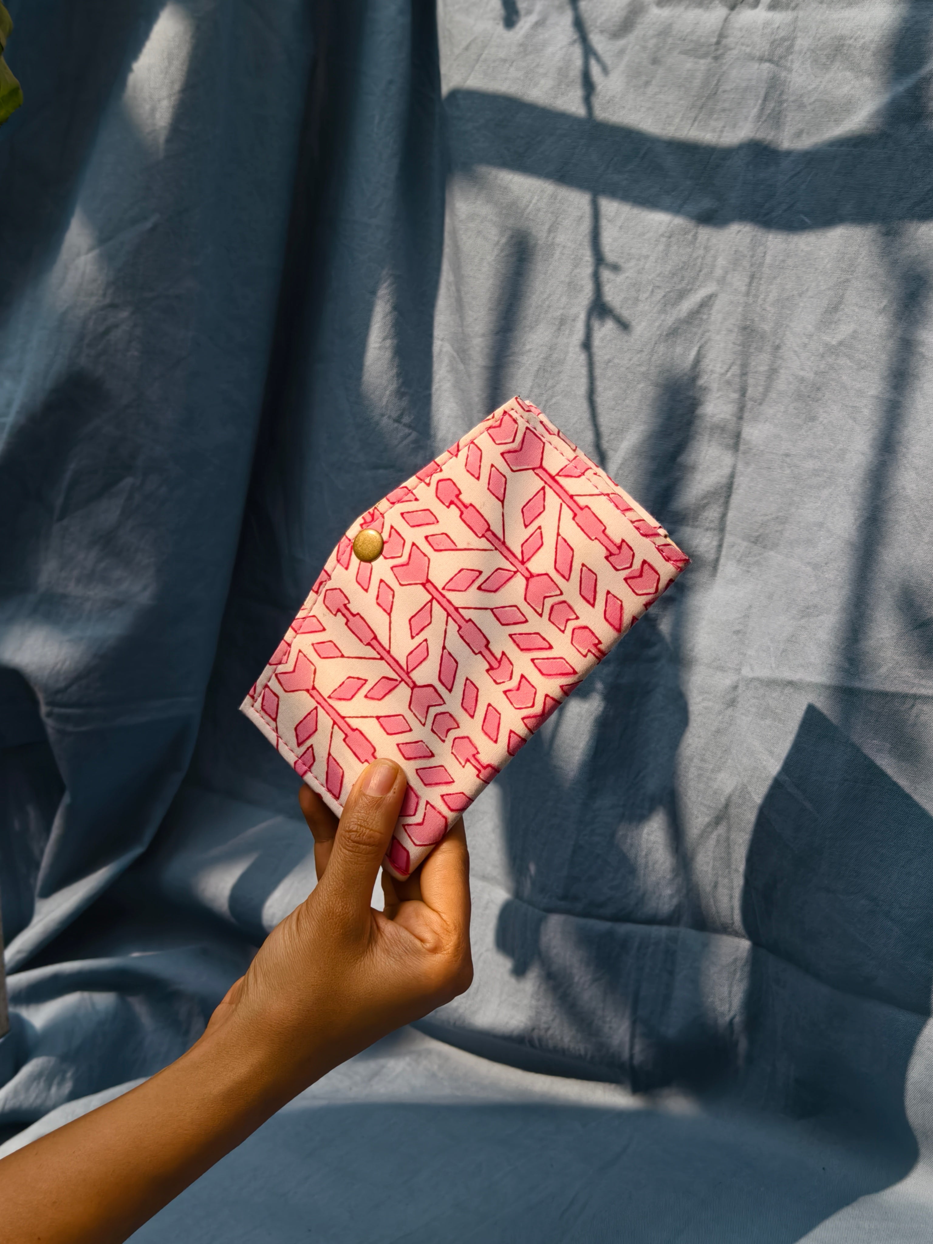 White and Pink Battua wallet