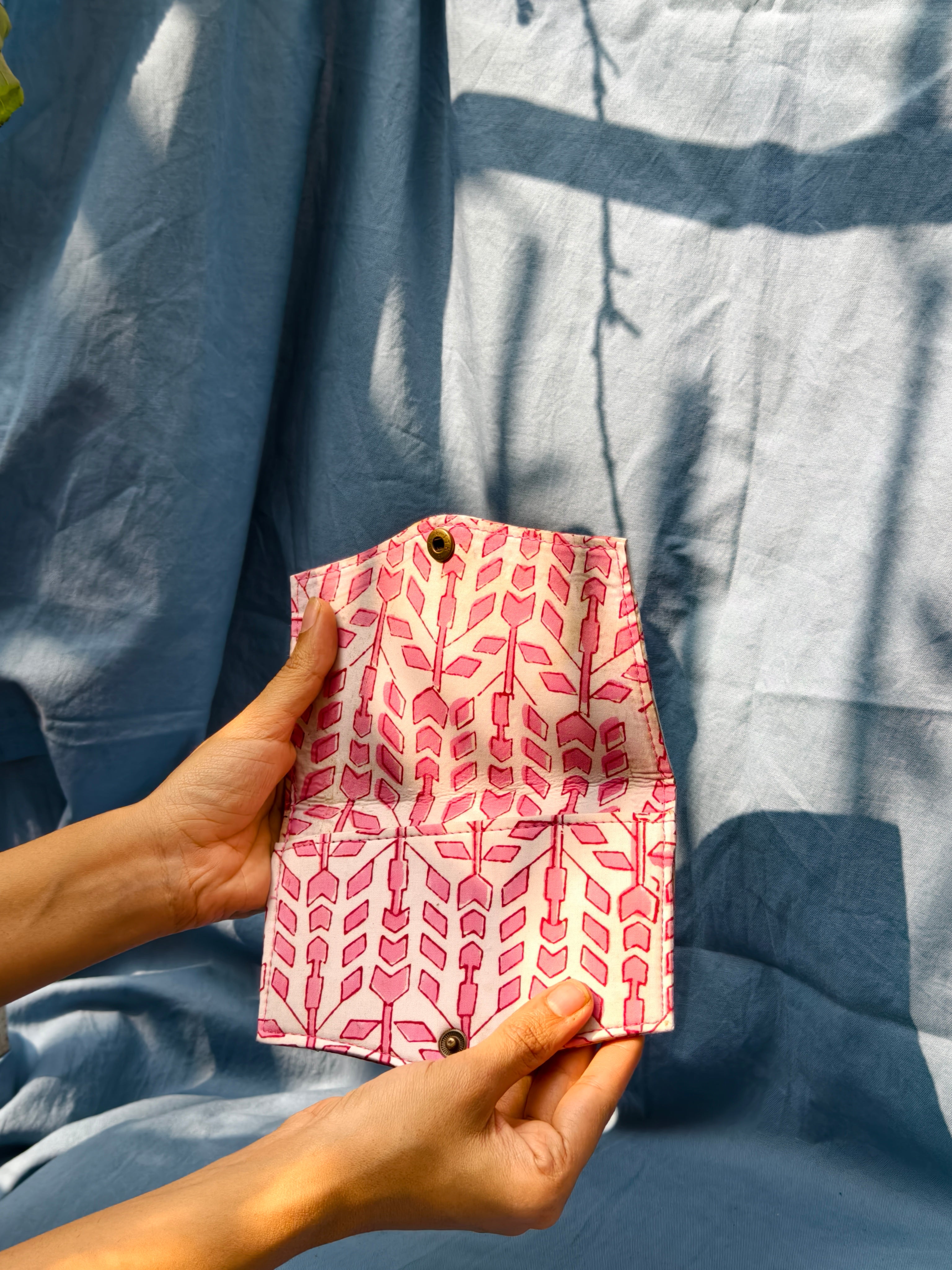 White and Pink Battua wallet