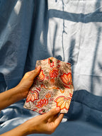 Grey floral Battua wallet