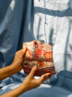 Grey floral Battua wallet