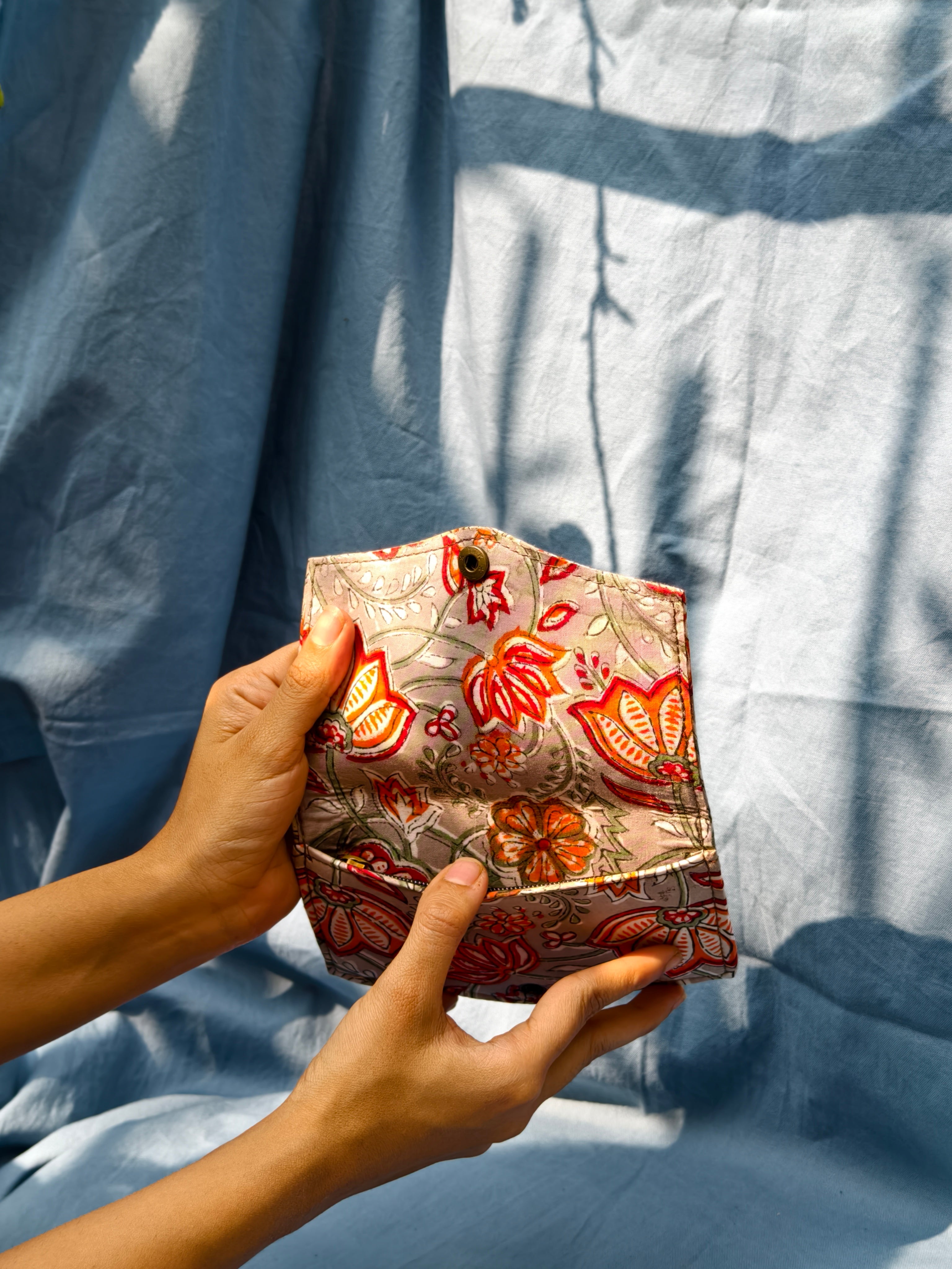 Grey floral Battua wallet