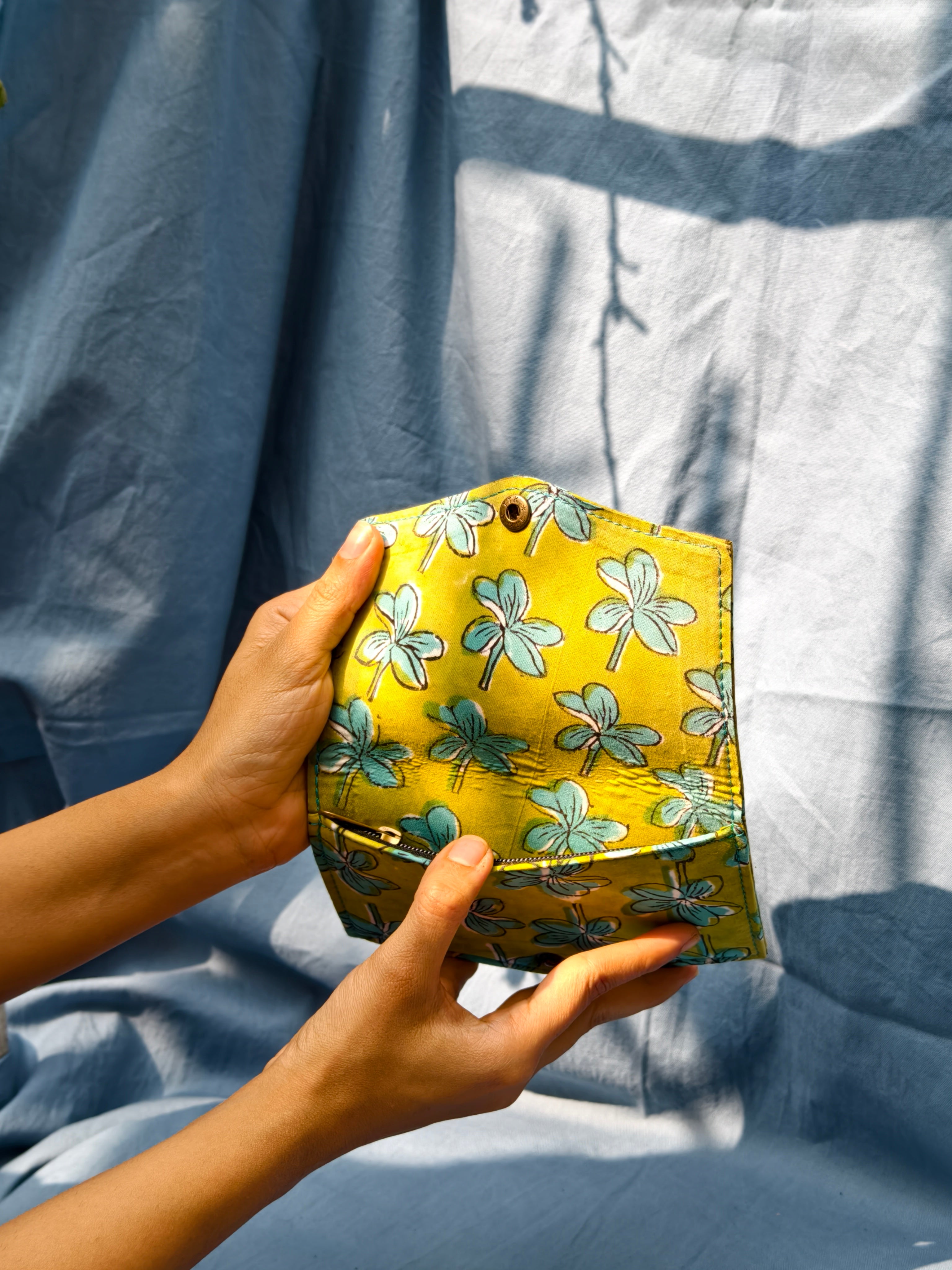 Lime Green floral battua wallet