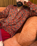 Red Geometric Ajrakh shirt